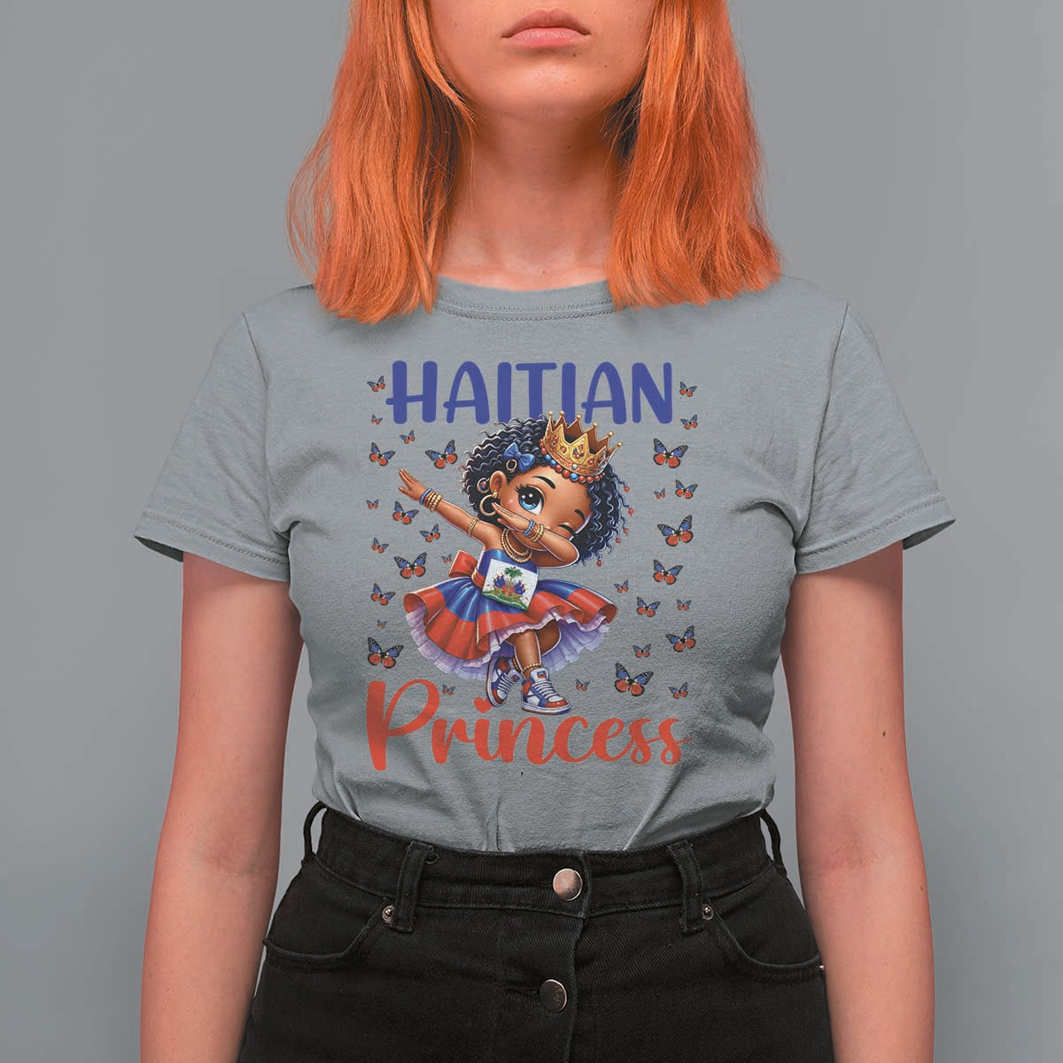 Cute Dabbing Haitian Princess Kids Graphic T Shirt For Women Haiti Heritage Pride