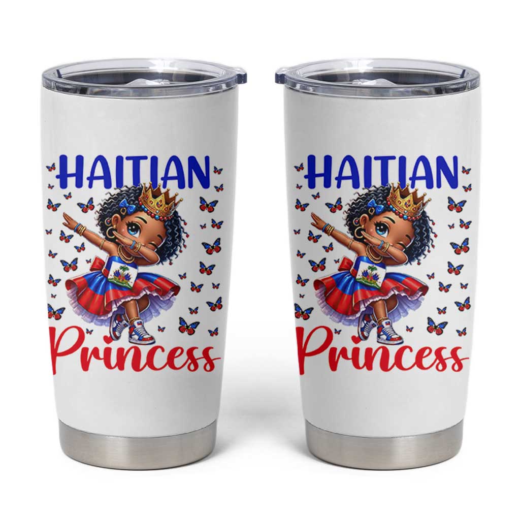 Cute Dabbing Haitian Princess Kids Graphic Tumbler Cup Haiti Heritage Pride