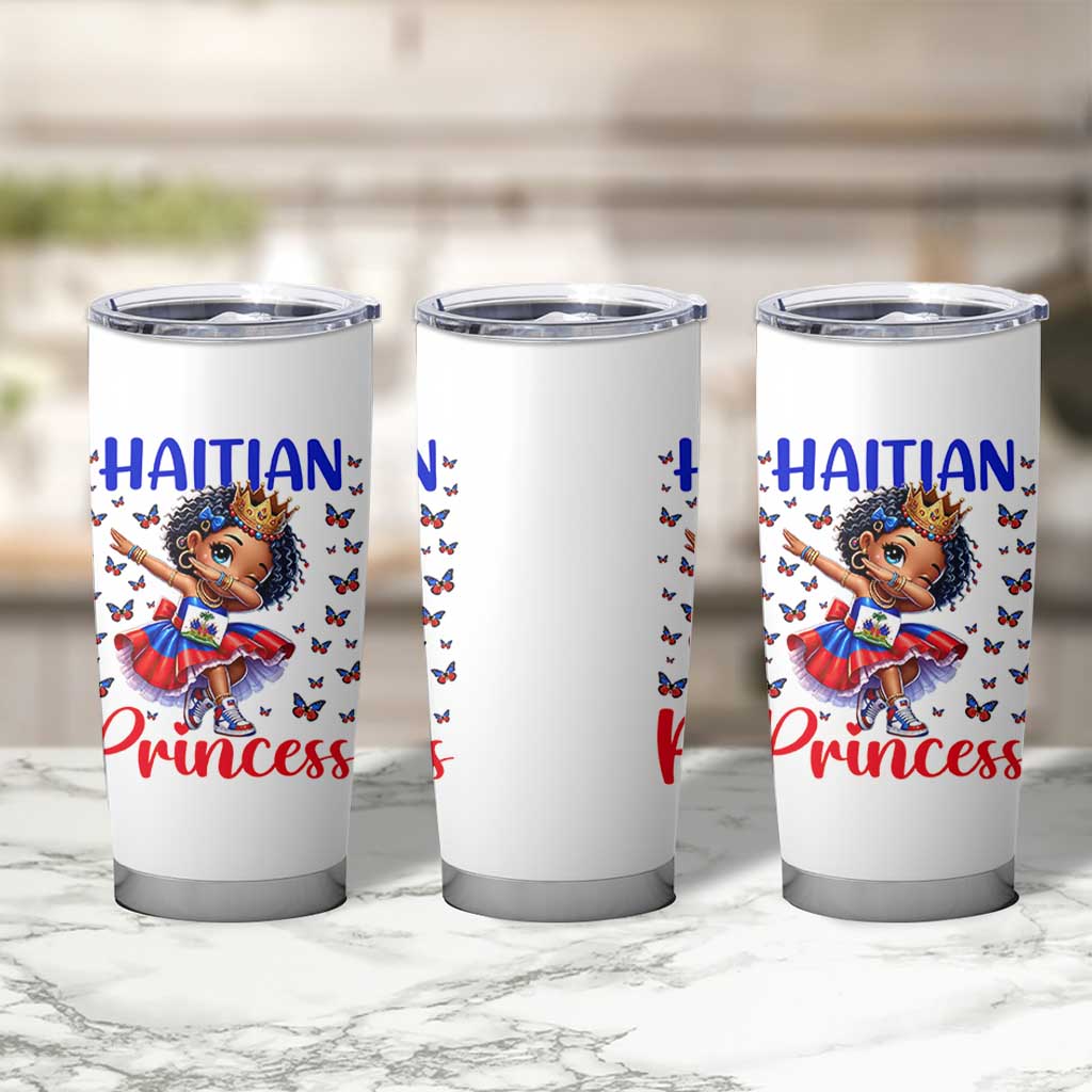 Cute Dabbing Haitian Princess Kids Graphic Tumbler Cup Haiti Heritage Pride