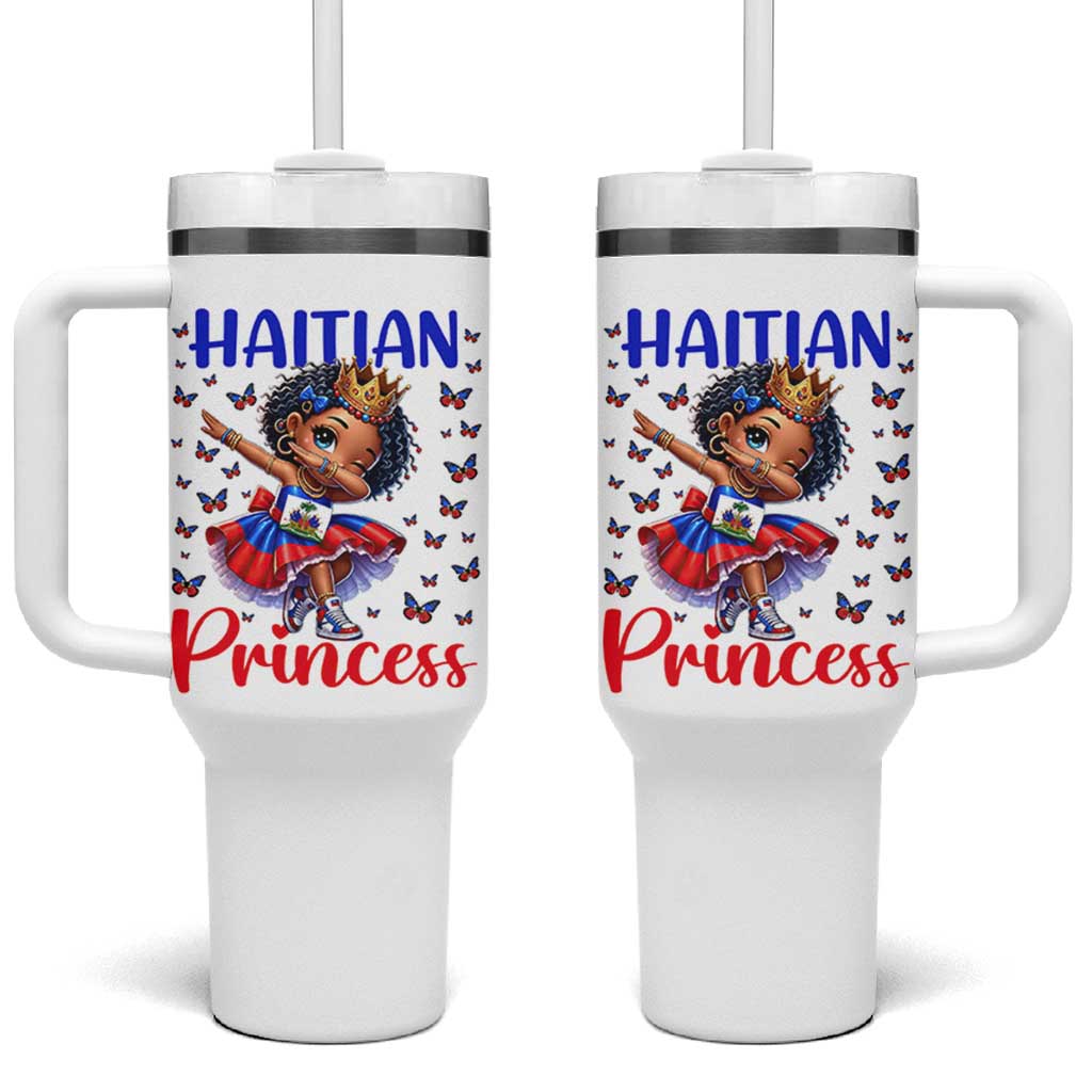 Cute Dabbing Haitian Princess Kids Graphic Tumbler With Handle Haiti Heritage Pride