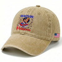Cute Dabbing Haitian Princess Kids Graphic Washed Cotton Baseball Cap Haiti Heritage Pride