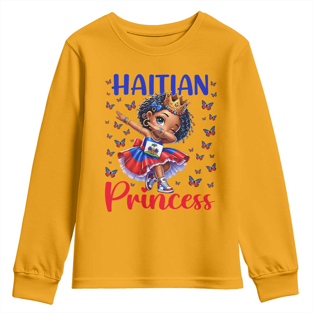 Cute Dabbing Haitian Princess Kids Graphic Youth Sweatshirt Haiti Heritage Pride