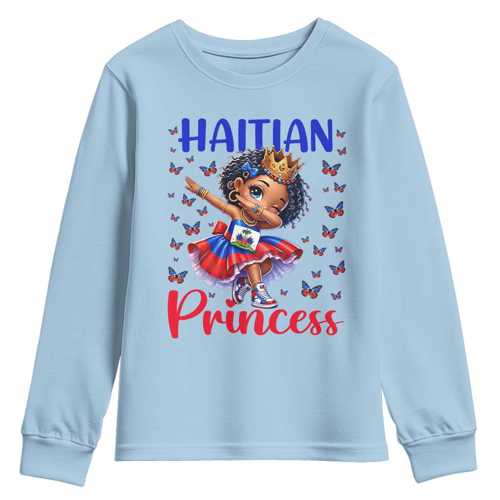 Cute Dabbing Haitian Princess Kids Graphic Youth Sweatshirt Haiti Heritage Pride