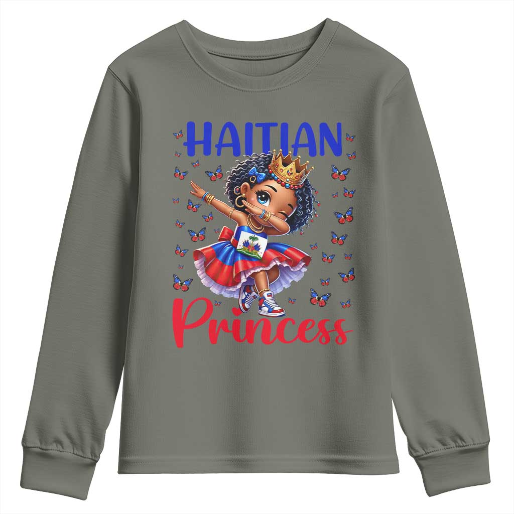 Cute Dabbing Haitian Princess Kids Graphic Youth Sweatshirt Haiti Heritage Pride