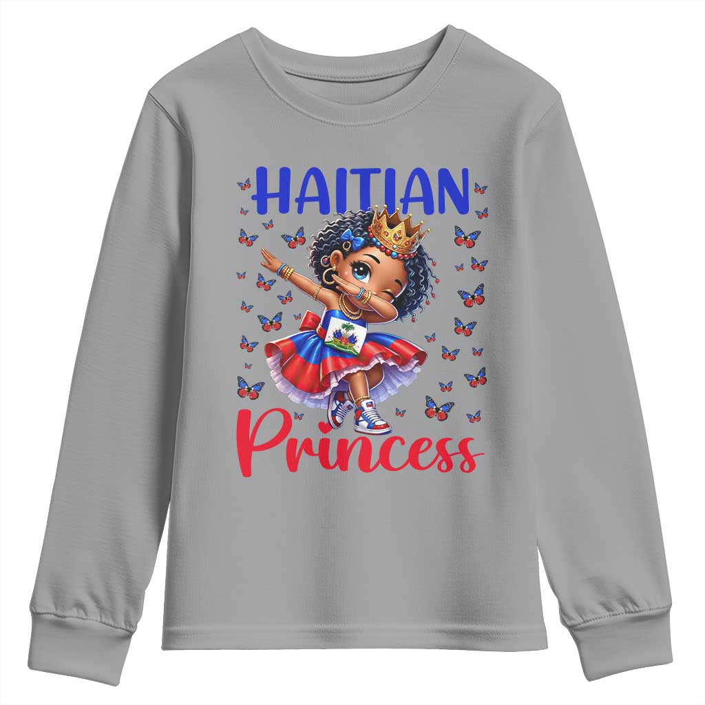 Cute Dabbing Haitian Princess Kids Graphic Youth Sweatshirt Haiti Heritage Pride