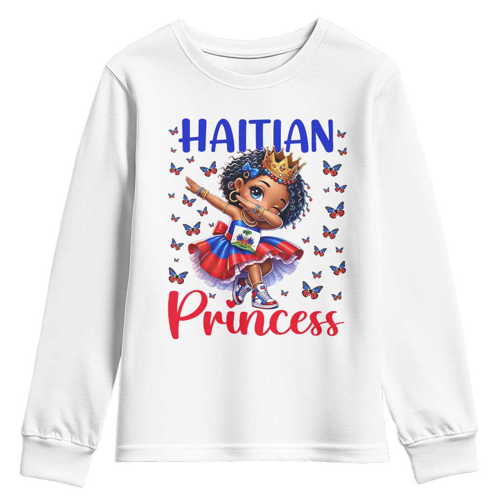 Cute Dabbing Haitian Princess Kids Graphic Youth Sweatshirt Haiti Heritage Pride