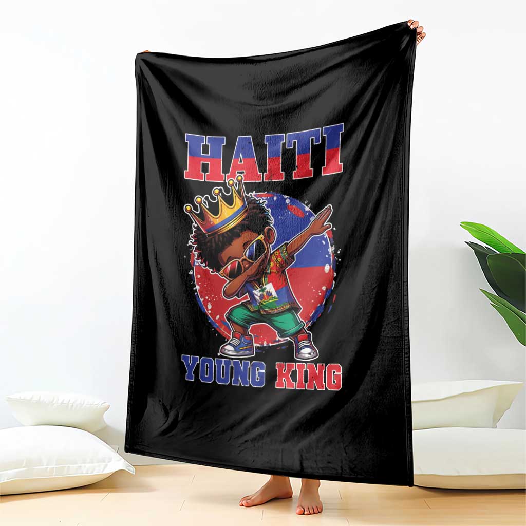Haiti Young King Dabbing Boy Kids Graphic Throw Blanket Haitian Heritage Pride