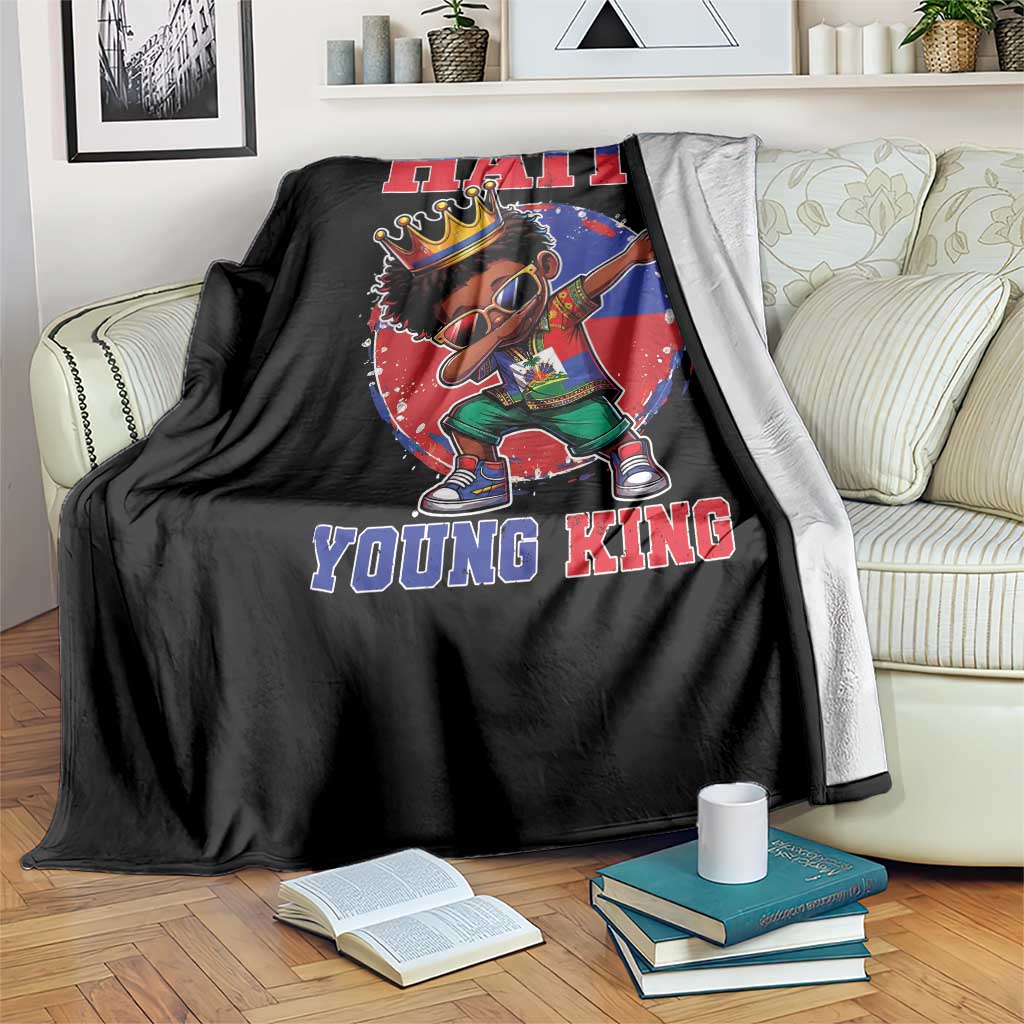 Haiti Young King Dabbing Boy Kids Graphic Throw Blanket Haitian Heritage Pride