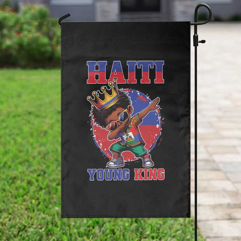 Haiti Young King Dabbing Boy Kids Graphic Garden Flag Haitian Heritage Pride