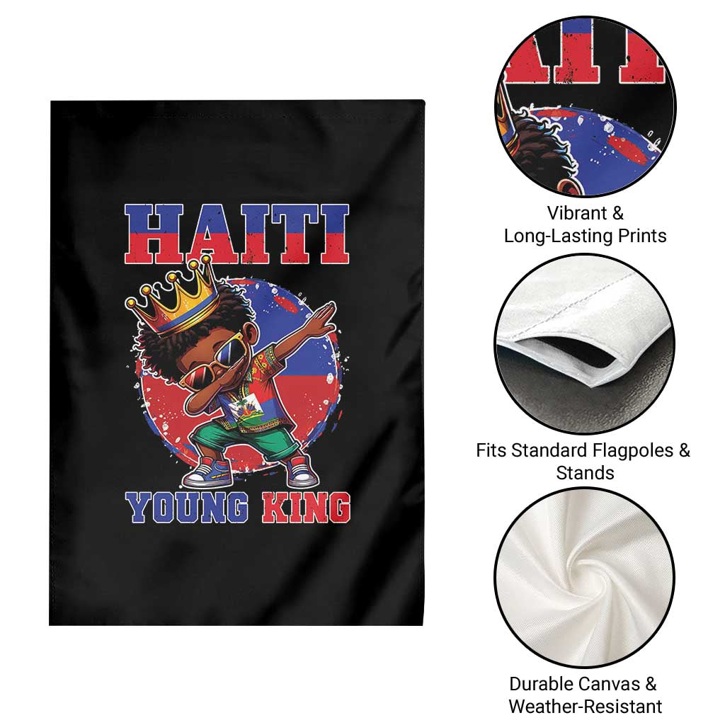 Haiti Young King Dabbing Boy Kids Graphic Garden Flag Haitian Heritage Pride