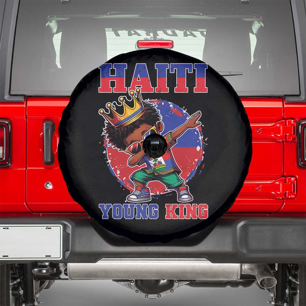 Haiti Young King Dabbing Boy Kids Graphic Spare Tire Cover Haitian Heritage Pride