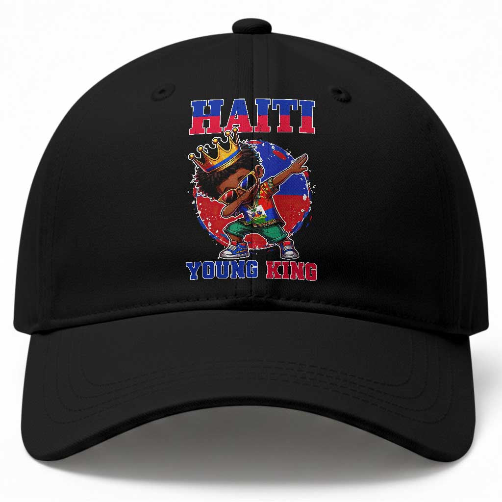Haiti Young King Dabbing Boy Kids Graphic Baseball Cap Haitian Heritage Pride