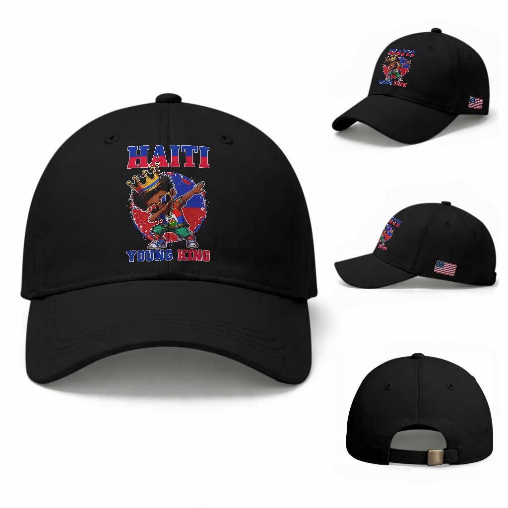 Haiti Young King Dabbing Boy Kids Graphic Baseball Cap Haitian Heritage Pride