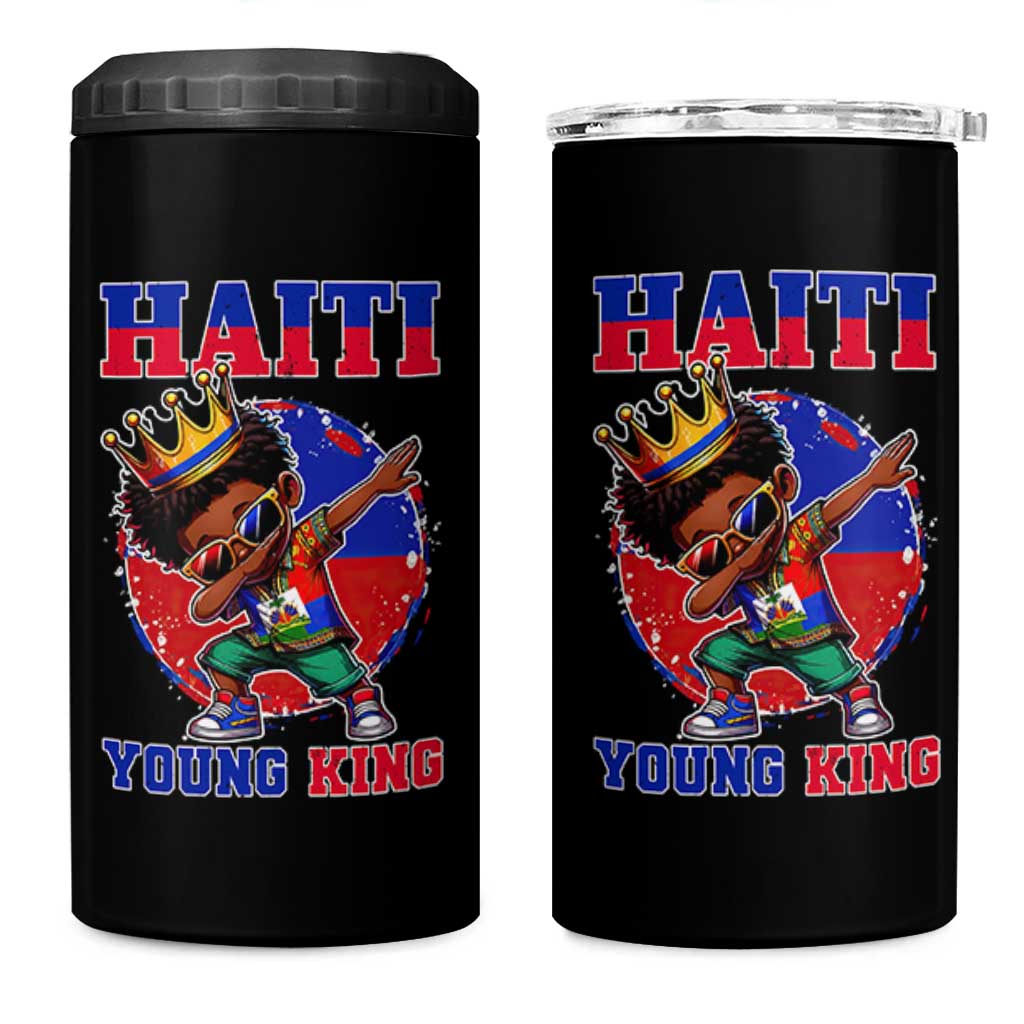 Haiti Young King Dabbing Boy Kids Graphic 4 in 1 Can Cooler Tumbler Haitian Heritage Pride