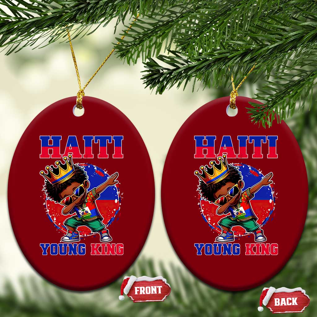 Haiti Young King Dabbing Boy Kids Graphic Ceramic Ornament Haitian Heritage Pride