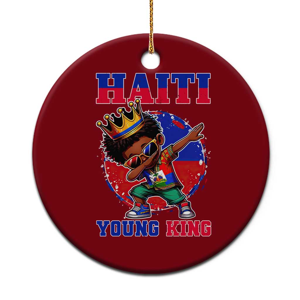 Haiti Young King Dabbing Boy Kids Graphic Ceramic Ornament Haitian Heritage Pride