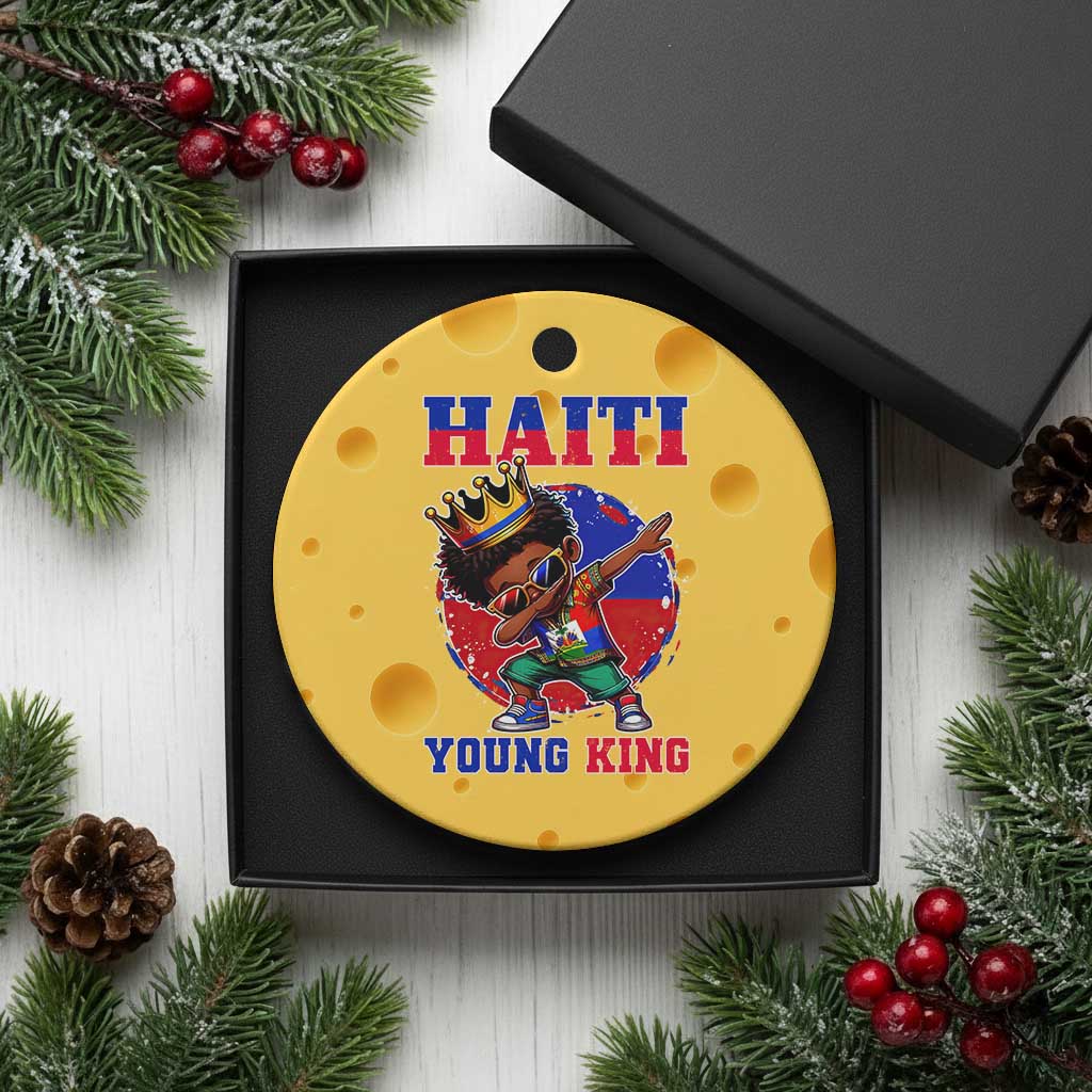 Haiti Young King Dabbing Boy Kids Graphic Ceramic Ornament Haitian Heritage Pride