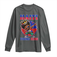 Haiti Young King Dabbing Boy Kids Graphic Long Sleeve Shirt Haitian Heritage Pride