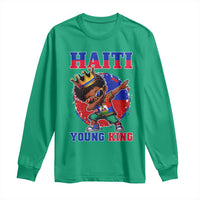 Haiti Young King Dabbing Boy Kids Graphic Long Sleeve Shirt Haitian Heritage Pride