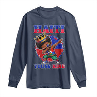 Haiti Young King Dabbing Boy Kids Graphic Long Sleeve Shirt Haitian Heritage Pride