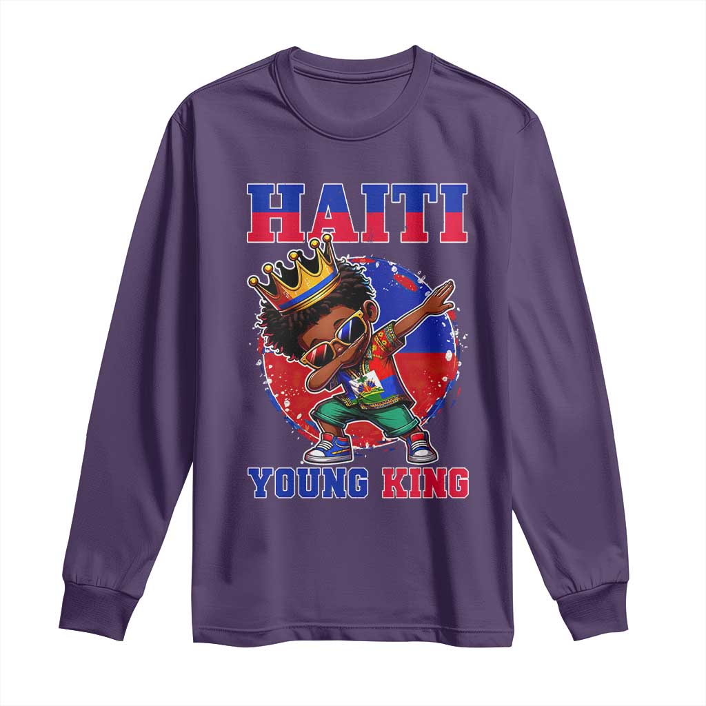 Haiti Young King Dabbing Boy Kids Graphic Long Sleeve Shirt Haitian Heritage Pride