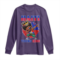 Haiti Young King Dabbing Boy Kids Graphic Long Sleeve Shirt Haitian Heritage Pride