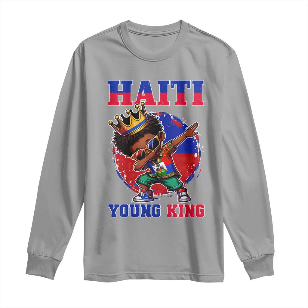 Haiti Young King Dabbing Boy Kids Graphic Long Sleeve Shirt Haitian Heritage Pride