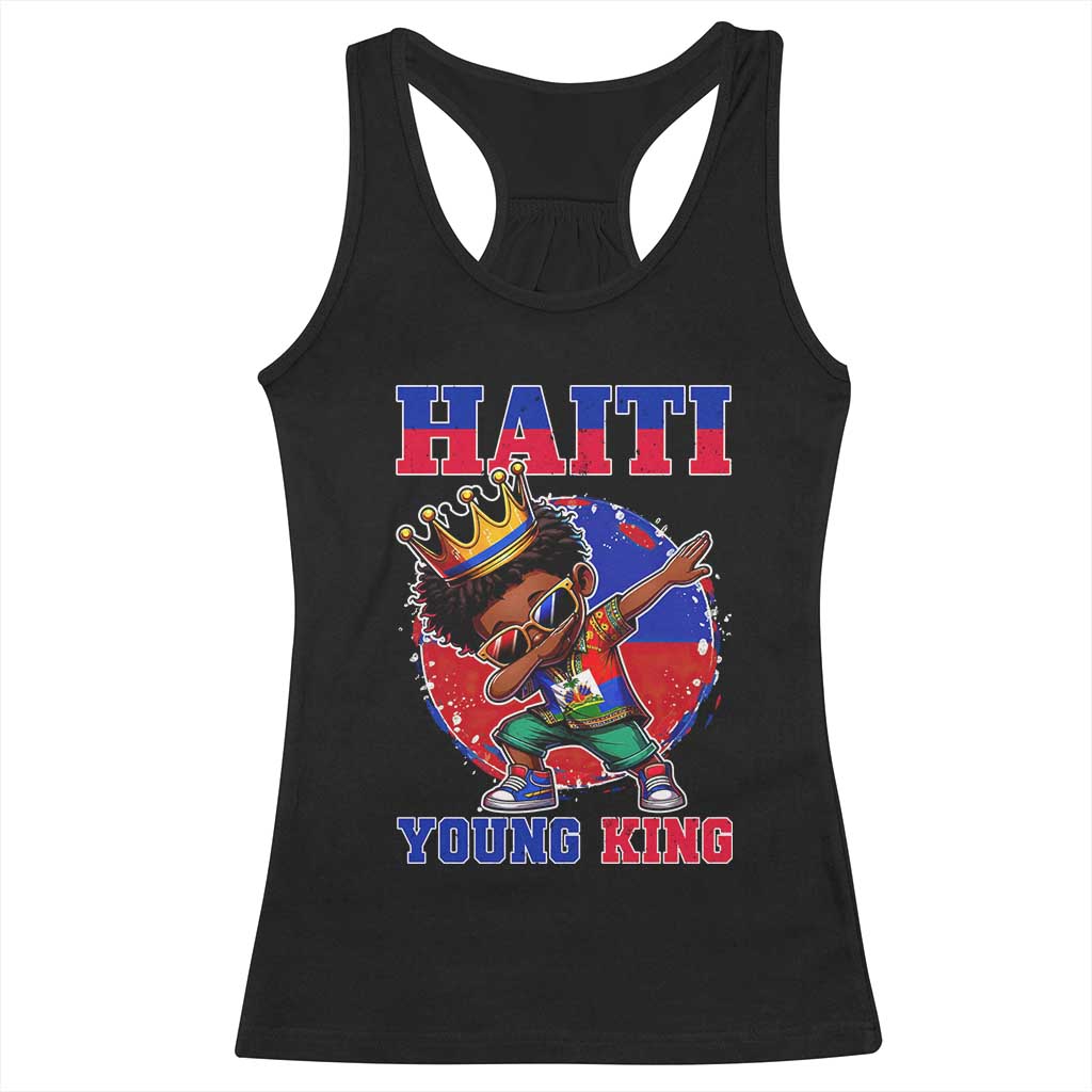 Haiti Young King Dabbing Boy Kids Graphic Racerback Tank Top Haitian Heritage Pride