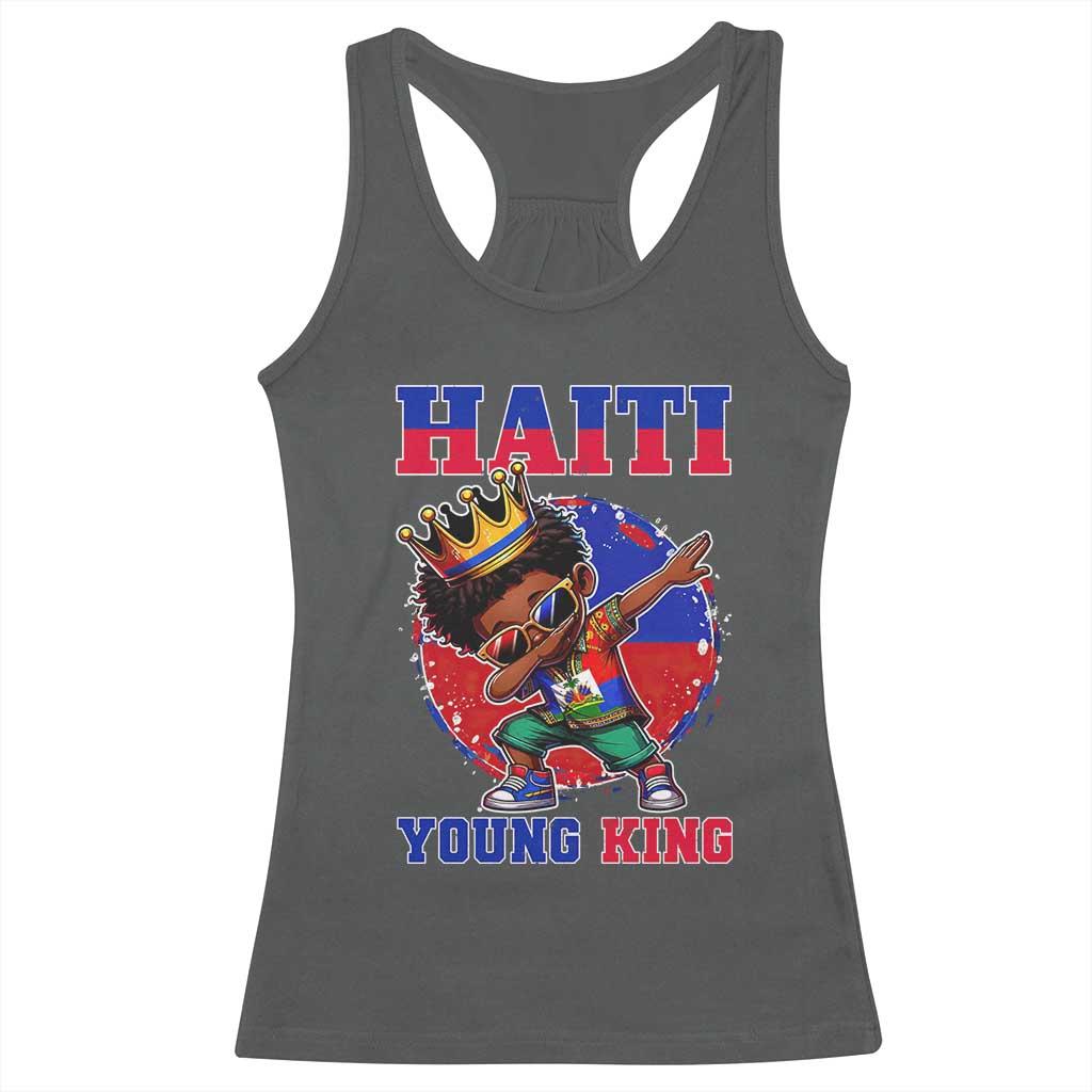Haiti Young King Dabbing Boy Kids Graphic Racerback Tank Top Haitian Heritage Pride