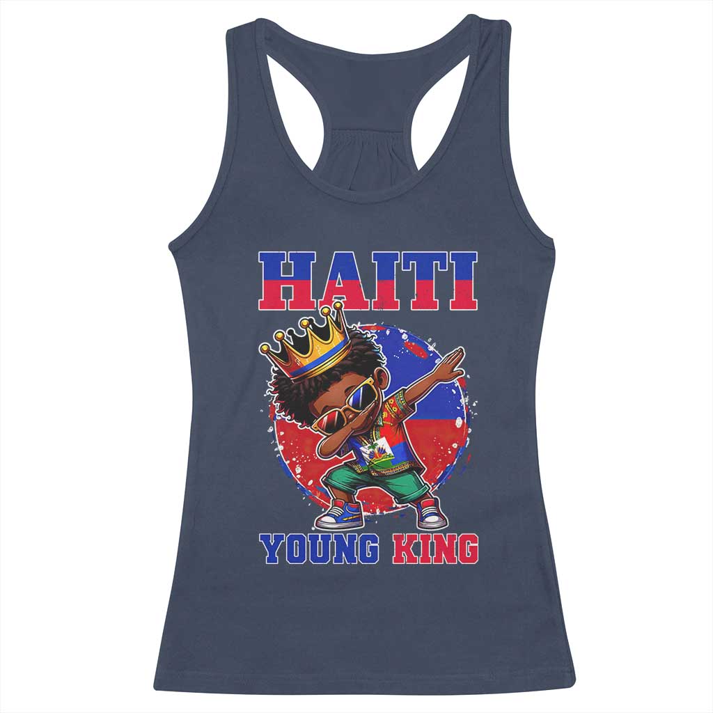 Haiti Young King Dabbing Boy Kids Graphic Racerback Tank Top Haitian Heritage Pride
