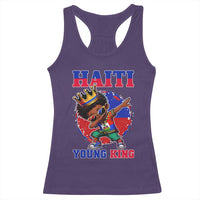Haiti Young King Dabbing Boy Kids Graphic Racerback Tank Top Haitian Heritage Pride