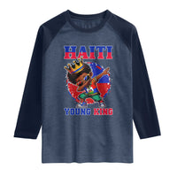 Haiti Young King Dabbing Boy Kids Graphic Raglan Shirt Haitian Heritage Pride