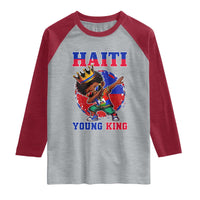 Haiti Young King Dabbing Boy Kids Graphic Raglan Shirt Haitian Heritage Pride