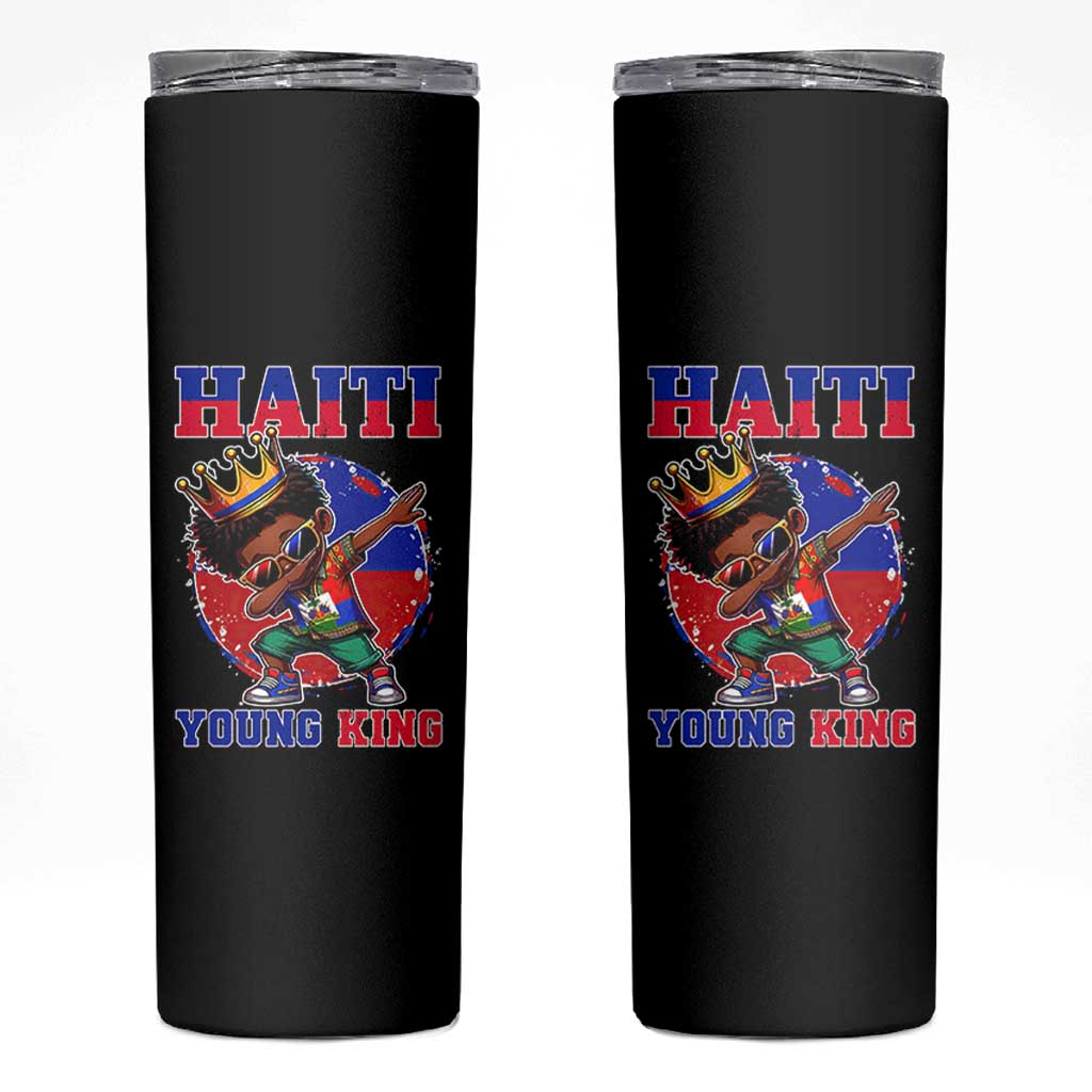 Haiti Young King Dabbing Boy Kids Graphic Skinny Tumbler Haitian Heritage Pride