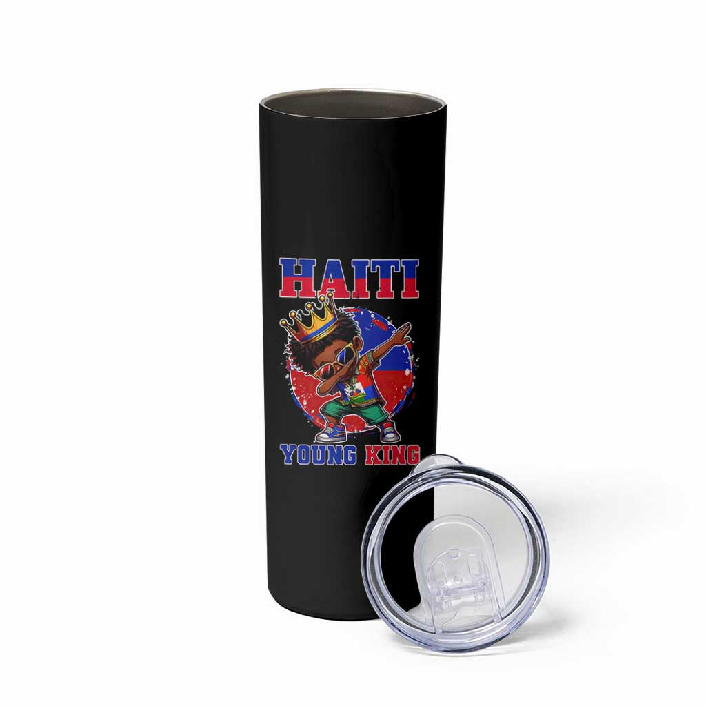 Haiti Young King Dabbing Boy Kids Graphic Skinny Tumbler Haitian Heritage Pride
