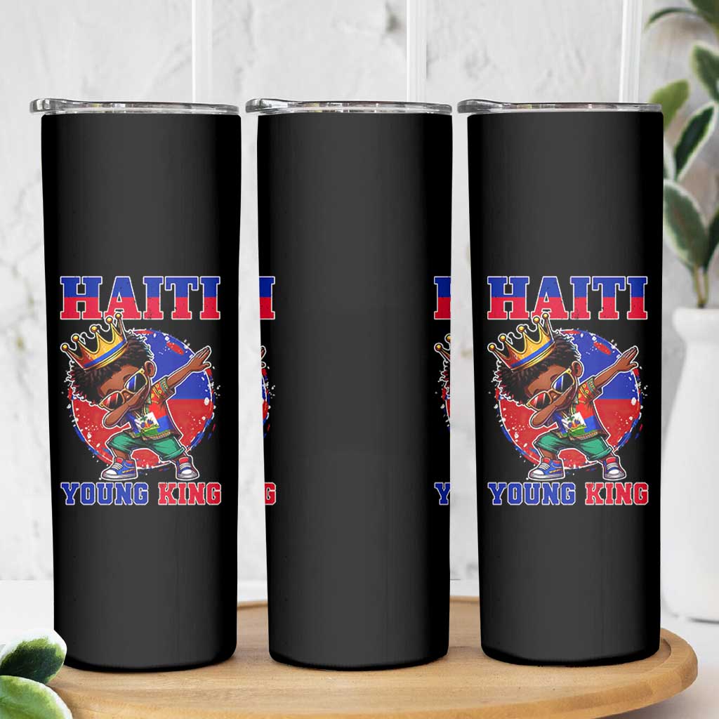 Haiti Young King Dabbing Boy Kids Graphic Skinny Tumbler Haitian Heritage Pride