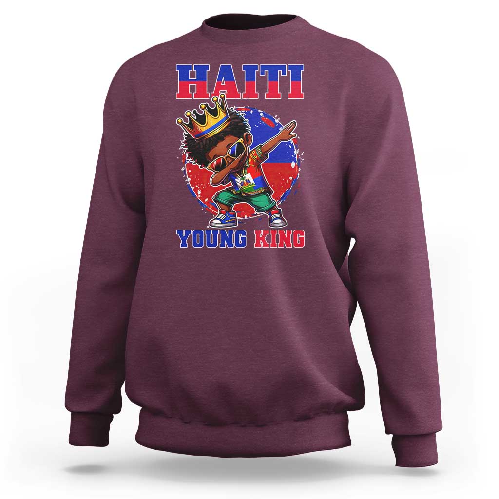 Haiti Young King Dabbing Boy Kids Graphic Sweatshirt Haitian Heritage Pride
