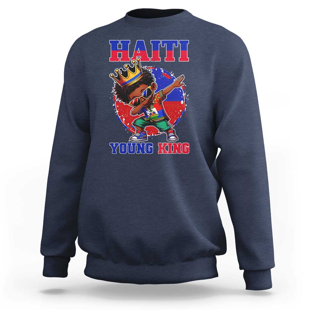 Haiti Young King Dabbing Boy Kids Graphic Sweatshirt Haitian Heritage Pride