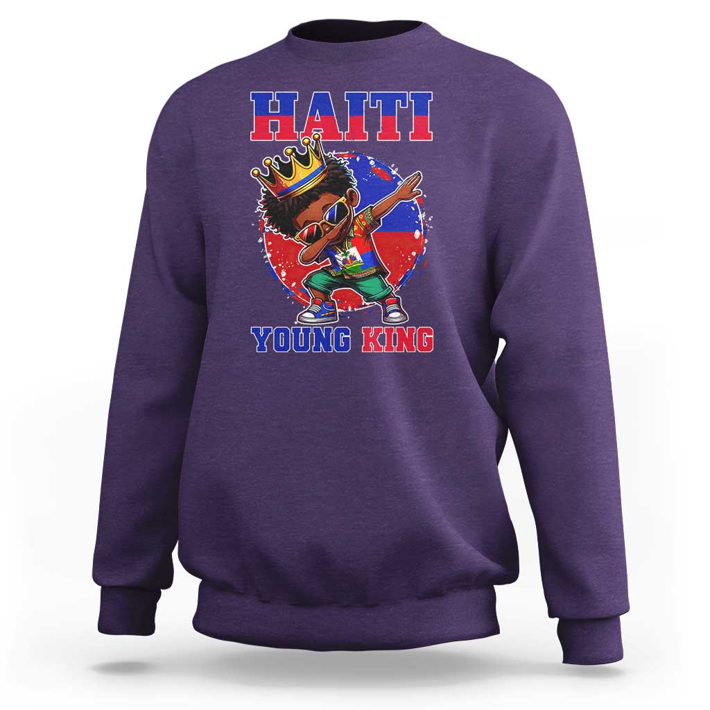 Haiti Young King Dabbing Boy Kids Graphic Sweatshirt Haitian Heritage Pride