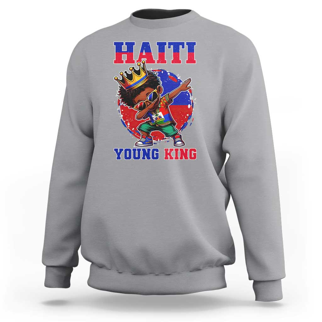 Haiti Young King Dabbing Boy Kids Graphic Sweatshirt Haitian Heritage Pride