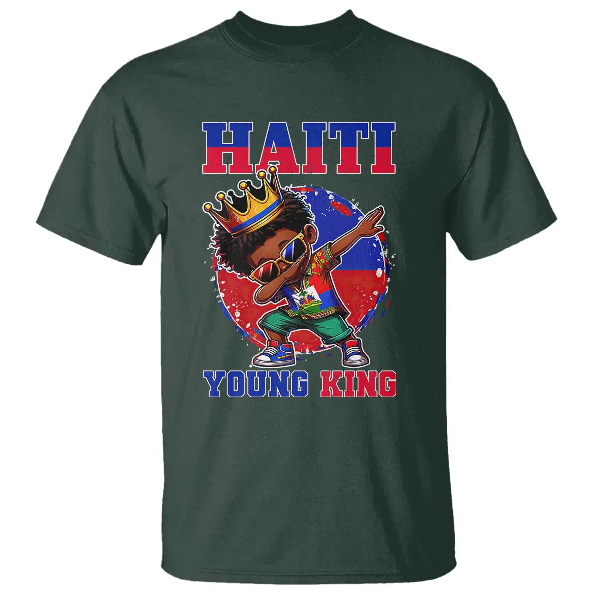 Haiti Young King Dabbing Boy Kids Graphic T Shirt Haitian Heritage Pride