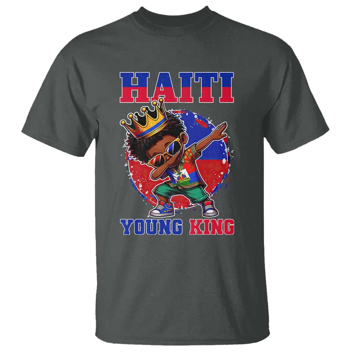 Haiti Young King Dabbing Boy Kids Graphic T Shirt Haitian Heritage Pride