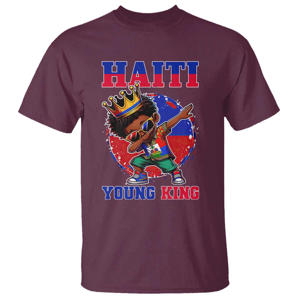 Haiti Young King Dabbing Boy Kids Graphic T Shirt Haitian Heritage Pride