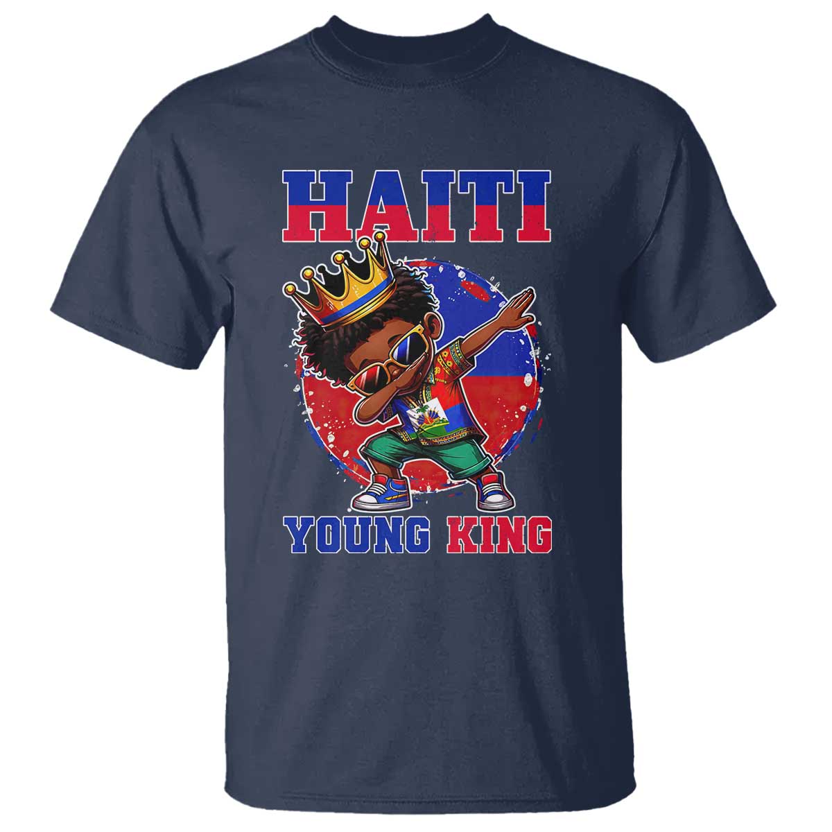 Haiti Young King Dabbing Boy Kids Graphic T Shirt Haitian Heritage Pride