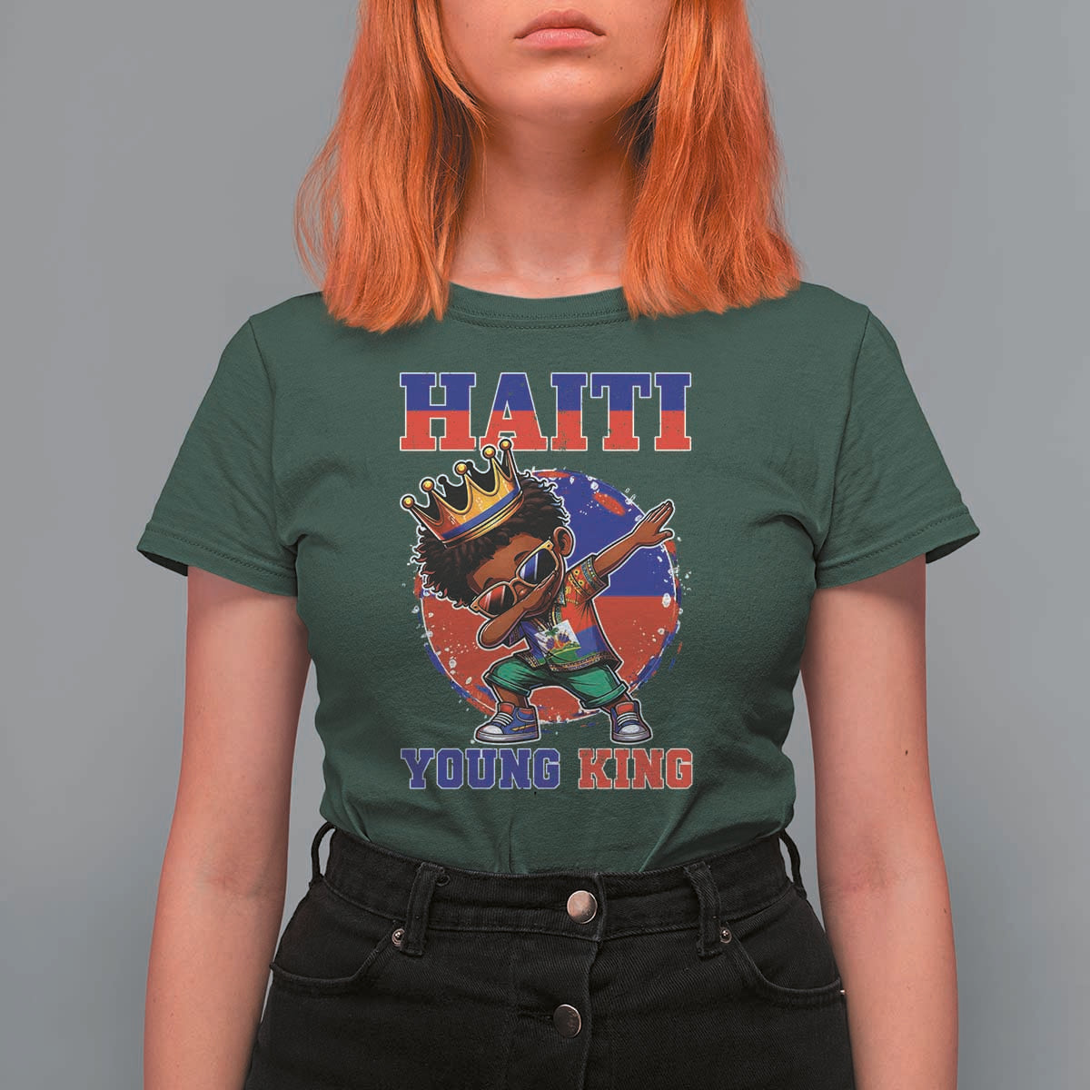 Haiti Young King Dabbing Boy Kids Graphic T Shirt For Women Haitian Heritage Pride