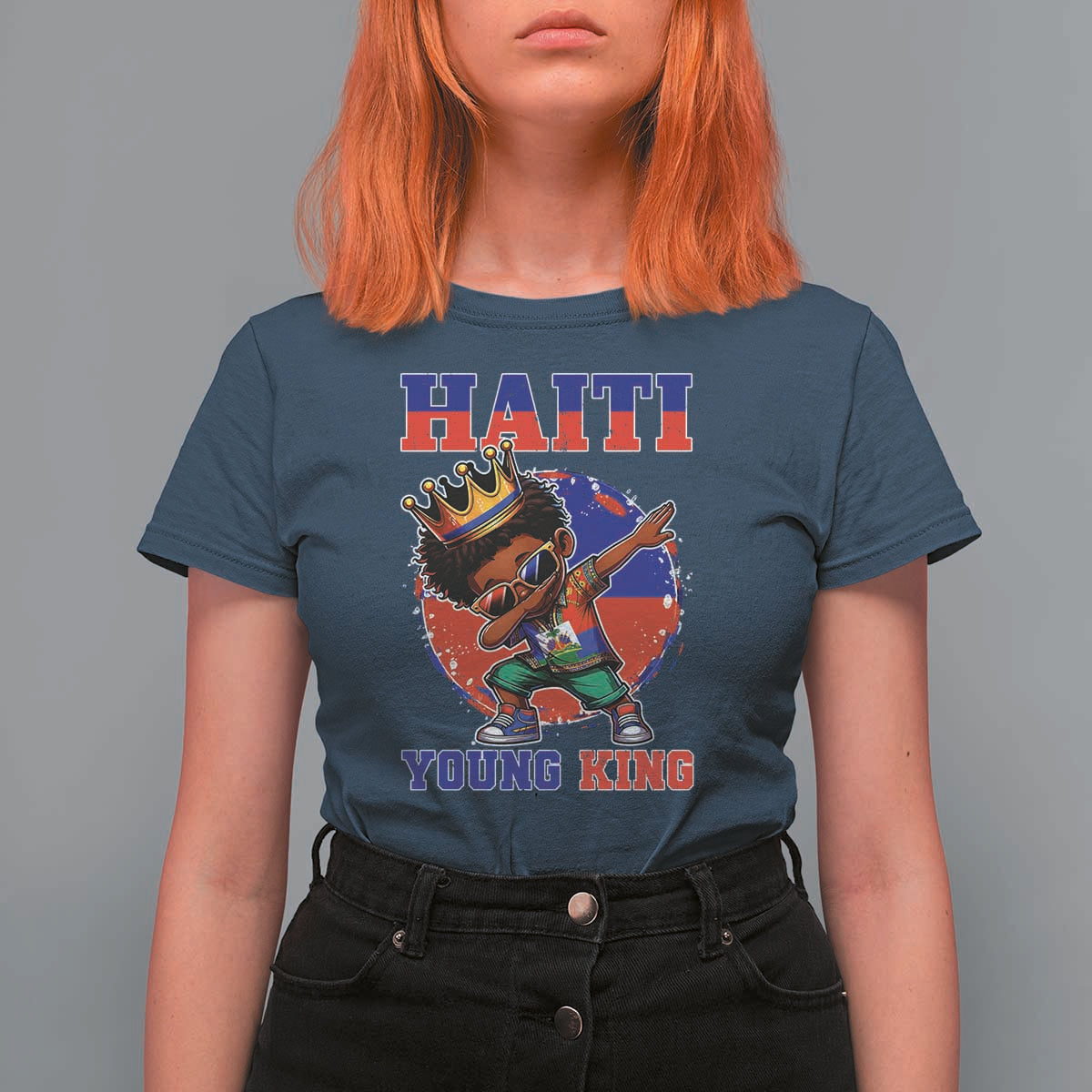 Haiti Young King Dabbing Boy Kids Graphic T Shirt For Women Haitian Heritage Pride