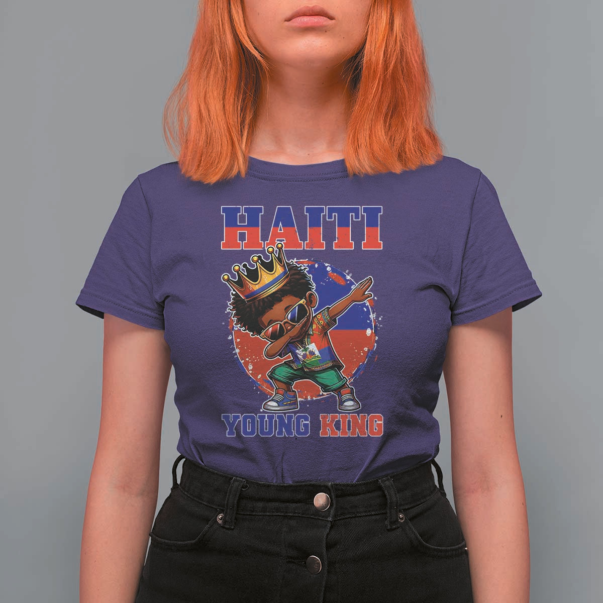 Haiti Young King Dabbing Boy Kids Graphic T Shirt For Women Haitian Heritage Pride