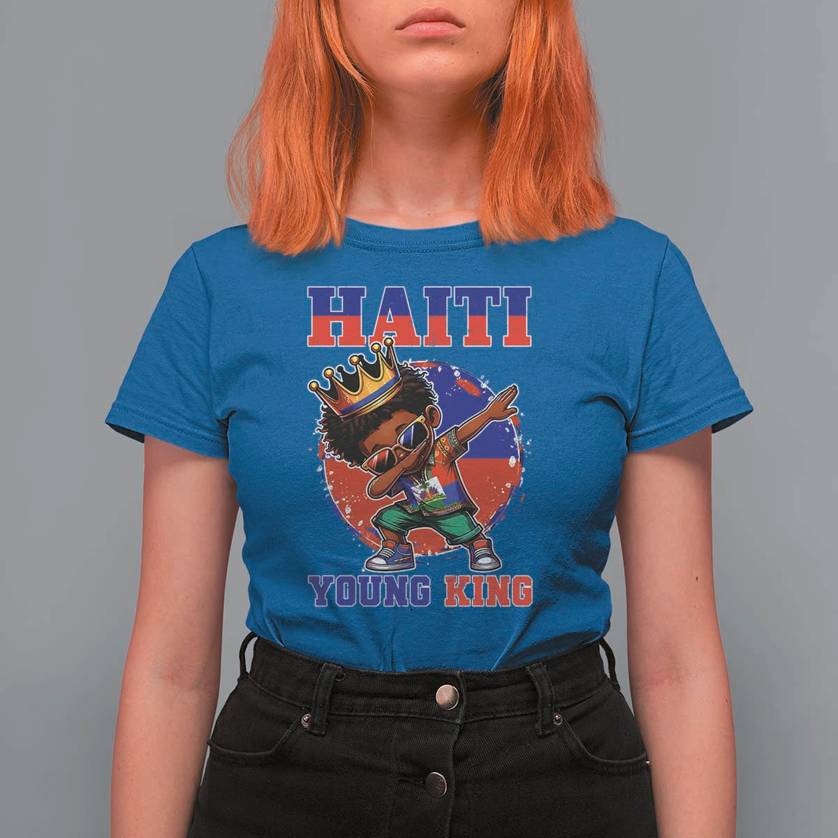Haiti Young King Dabbing Boy Kids Graphic T Shirt For Women Haitian Heritage Pride