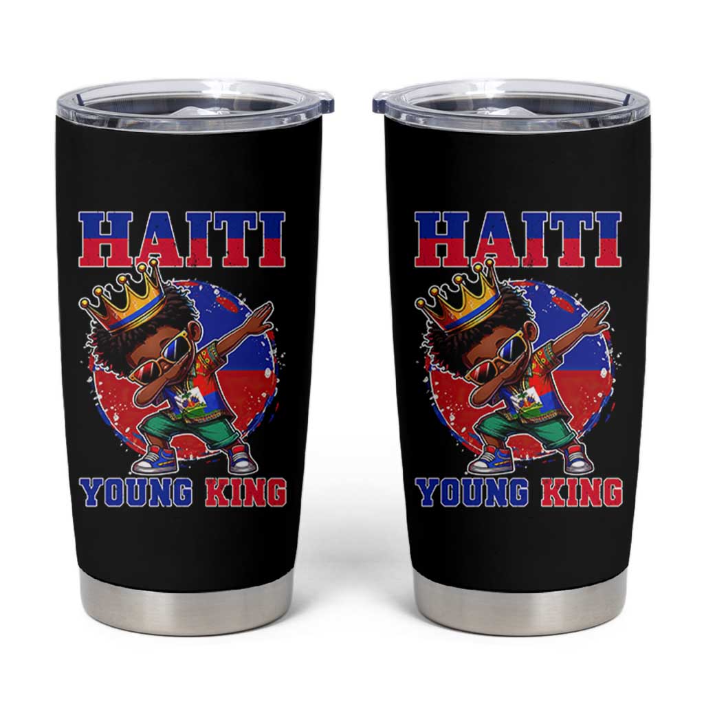 Haiti Young King Dabbing Boy Kids Graphic Tumbler Cup Haitian Heritage Pride