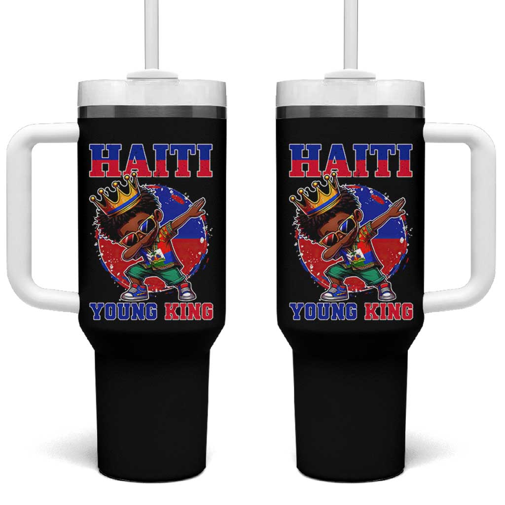 Haiti Young King Dabbing Boy Kids Graphic Tumbler With Handle Haitian Heritage Pride